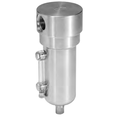 Wilkerson SF2 Series Miniature Particulate Filter, STAINLESS STEEL, Port Size 1/2; Flows to 70 SCFM